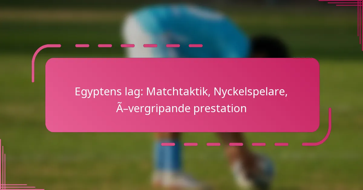 Egyptens lag: Matchtaktik, Nyckelspelare, Övergripande prestation