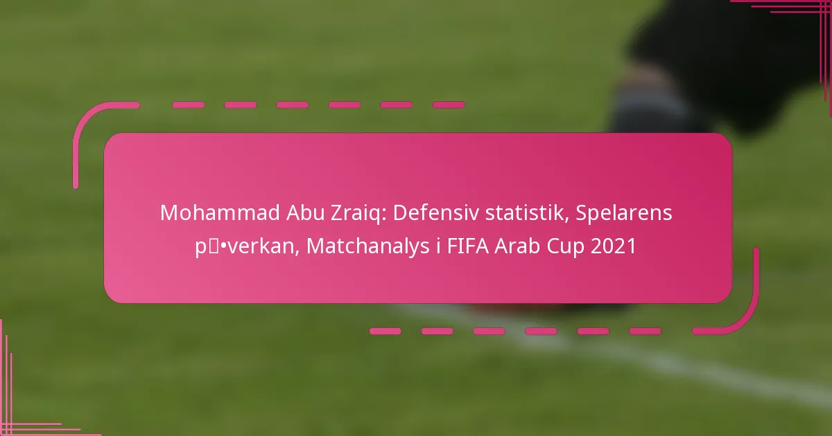 Mohammad Abu Zraiq: Defensiv statistik, Spelarens påverkan, Matchanalys i FIFA Arab Cup 2021