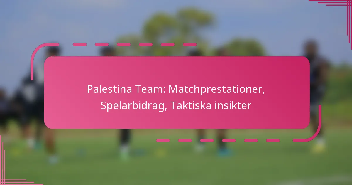Palestina Team: Matchprestationer, Spelarbidrag, Taktiska insikter