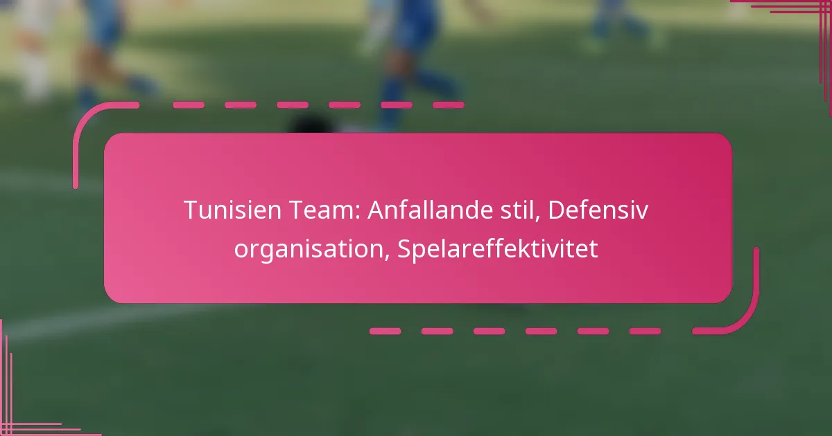 Tunisien Team: Anfallande stil, Defensiv organisation, Spelareffektivitet
