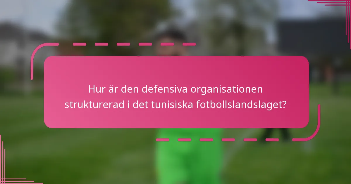 Hur är den defensiva organisationen strukturerad i det tunisiska fotbollslandslaget?