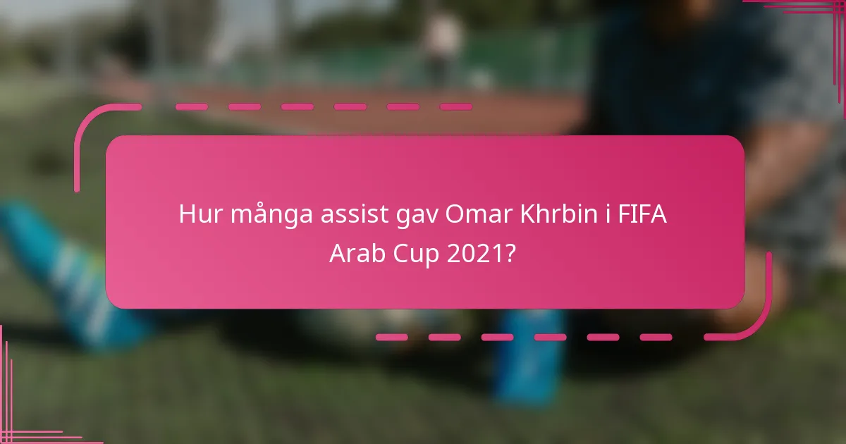 Hur många assist gav Omar Khrbin i FIFA Arab Cup 2021?