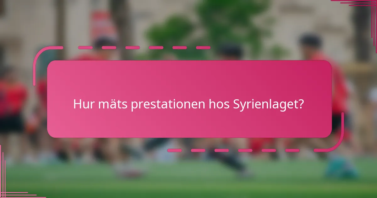 Hur mäts prestationen hos Syrienlaget?