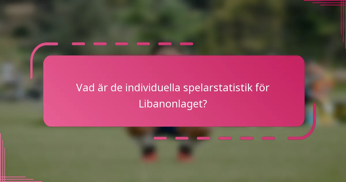 Vad är de individuella spelarstatistik för Libanonlaget?