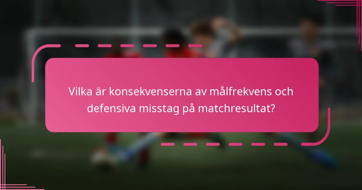 Vilka är konsekvenserna av målfrekvens och defensiva misstag på matchresultat?