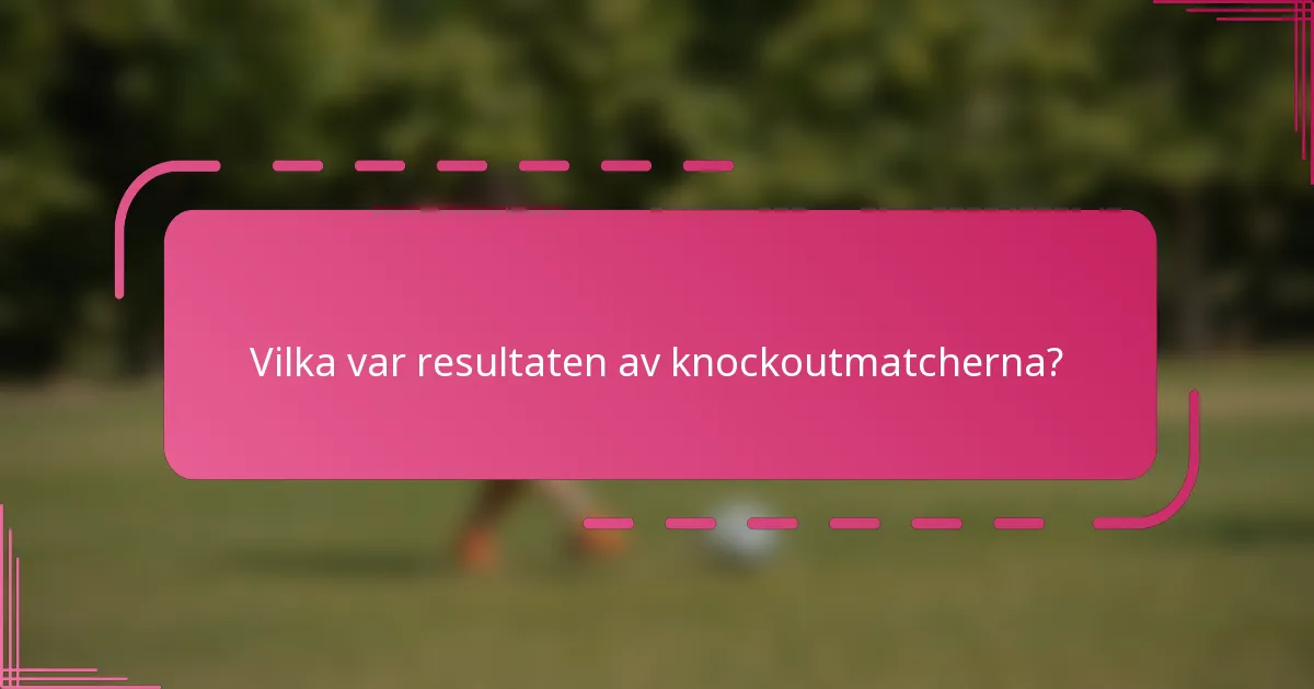 Vilka var resultaten av knockoutmatcherna?